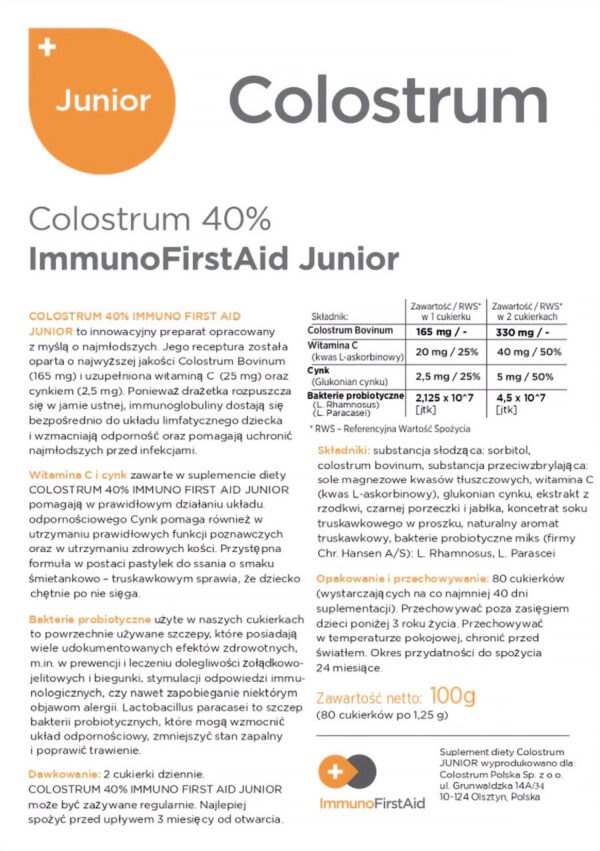 Colostrum Junior z Probiotykami Cukierki Misie Mleczno-Truskawkowe 80szt colostrum junior misie,colostrum dla dzieci,colostrum dla dzieci do ssania,ImmunoFirstAid Colostrum Junior,colostrum junior,siara bydlęca dla dzieci,siara bydlęca na co pomaga,siara bydlęca na jelita,colostrum cukierki,colostrum junior cukierki,colostrum junior cukierki smak mleczno-truskawkowy 80 sztuk NaszeNaturalne Colostrum-junior-2