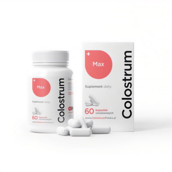 Colostrum Max 40% igG Immuno First Aid 60kaps Colostrum Polska immuno firtst aid,suplement na odporność,colostrum polska max,colostrum kapsułki,colostrum max NaszeNaturalne Suplement-colostrum-max-40%-igg-60kaps.-colostrum-polska