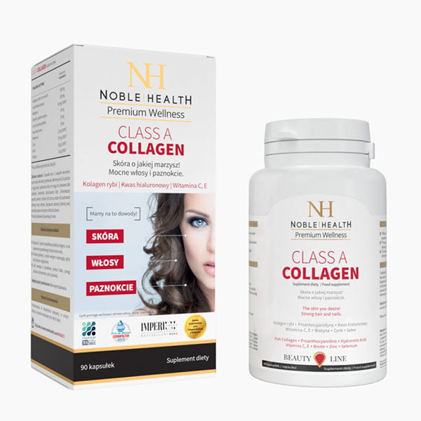 Collagen Class A Kolagen Rybi Skóra Włosy Paznokcie 90kaps Noble Health