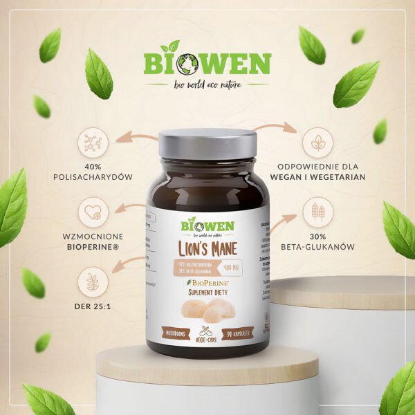 Lion’s Mane Soplówka Jeżowata Ekstrakt 400mg 90 Kapsułek BIOWEN lion's mane,lion's mane właściwości,lion's mane suplement,soplówka jeżowata,hericium erinaceus supplement,hericium erinaceus lion's mane,hericium erinaceus co to jest NaszeNaturalne Ekstrakt-z-lion’s-mane-soplówka-jeżowata-400mg-90kaps