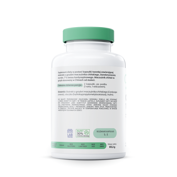 Cordyceps 1200 mg, 60 Kapsułek Osavi NaszeNaturalne Pc0350120 Cordyceps 300mlplr
