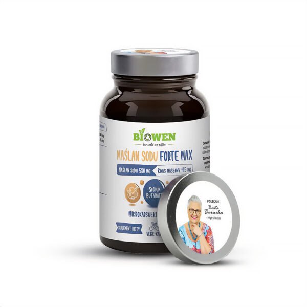 Maślan Sodu Forte Max 580 mg. Biowen 100 kapsułek maślan sodu właściwości,maślan sodu forte,maślan sodu na co,maślan sodu forte na co pomaga,maślan sodu forte max,maślan sodu biowen,maślan sodu tabletki,kwas masłowy na jelita,kwas masłowy cena,kwas masłowy preparaty,maślan sodu na zespół jelita drażliwego,maślan sodu a uchyłki jelita,czy maślan sodu uszczelnia jelita NaszeNaturalne Maślan-sodu-forte-max-580-mg.-biowen-100-kapsułek-1