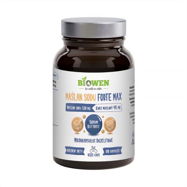 Maślan Sodu Forte Max 580 mg. Biowen 100 kapsułek maślan sodu właściwości,maślan sodu forte,maślan sodu na co,maślan sodu forte na co pomaga,maślan sodu forte max,maślan sodu biowen,maślan sodu tabletki,kwas masłowy na jelita,kwas masłowy cena,kwas masłowy preparaty,maślan sodu na zespół jelita drażliwego,maślan sodu a uchyłki jelita,czy maślan sodu uszczelnia jelita NaszeNaturalne Maślan-sodu-forte-max-580-mg.-biowen-100-kapsułek-4