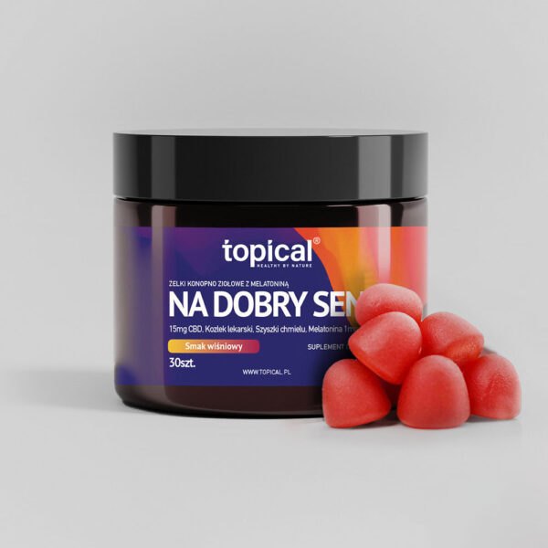 Żelki Konopno-Ziołowe z CBD i Melatoniną Na Dobry Sen FORTE 30 Żelek Topical NaszeNaturalne Żelki-konopne-z-melatoniną-na-dobry-sen-forte-30szt.-topical-2