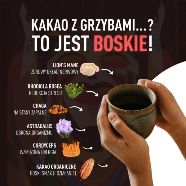 Boskie Kakao z grzybami soplówka jeżowata 270g. By.Herbs NaszeNaturalne Boskie Kakao Z Grzybami Soplówka Jeżowata By Herbs 2