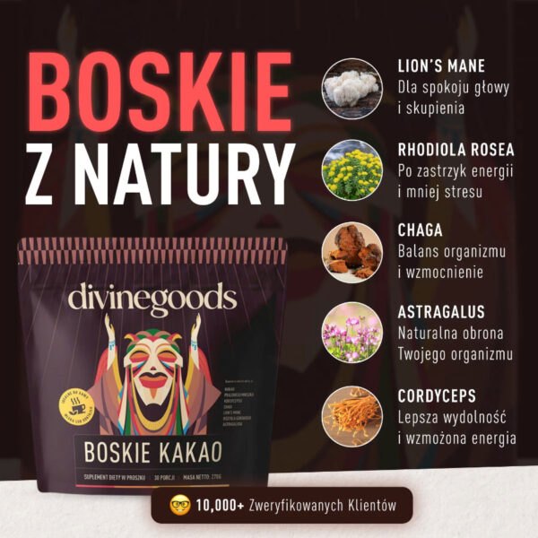 Boskie Kakao z grzybami soplówka jeżowata 270g. By.Herbs NaszeNaturalne Boskie Kakao Z Grzybami Soplówka Jeżowata By Herbs 6
