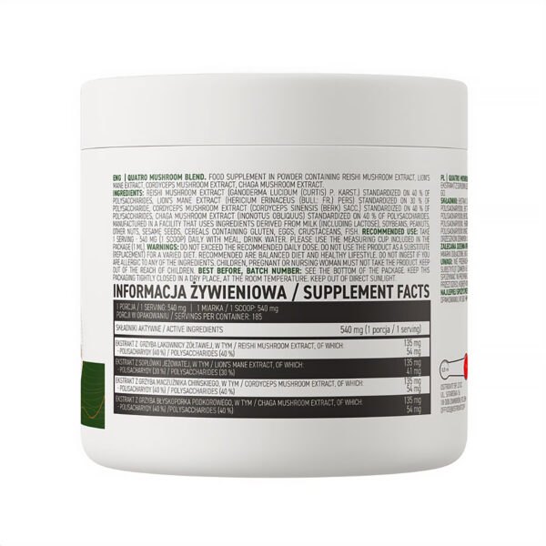 Naturalny ekstrakt z grzybów Quatro Mushroom Blend VEGE 100g OstroVit NaszeNaturalne Ostrovit Quatro Mushroom Blend Vege 100g 3