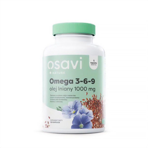 Suplement diety Omega 3-6-9 Olej Lniany 1000mg, 120 kapsułek Osavi NaszeNaturalne Suplement-diety-omega-3-6-9-olej-lniany-1000mg,-120-kapsułek-osavi-1