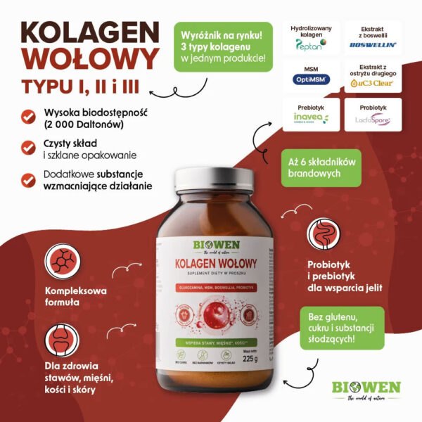 Suplement Kolagen Wołowy typu I, II, III w proszku 225g. Biowen NaszeNaturalne Suplement-kolagen-wołowy-typu-i,-ii,-iii-w-proszku-225g-3