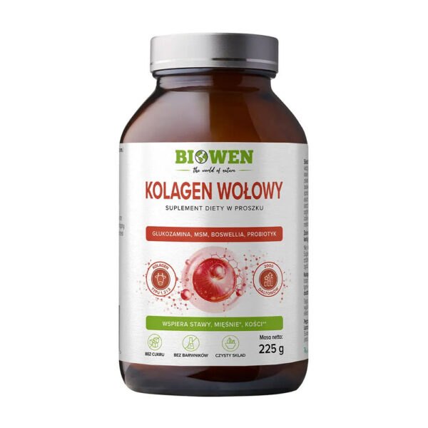 Suplement Kolagen Wołowy typu I, II, III w proszku 225g. Biowen NaszeNaturalne Suplement-kolagen-wołowy-typu-i,-ii,-iii-w-proszku-225g