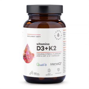 Witamina D3 2000 UI z lanoliny + witamina K2, 90 kapsułek VEGE Aura Herbals NaszeNaturalne Witamina-d3-2000-ui-z-lanoliny- -witamina-k2,-90-kapsułek-vege-aura-herbals-1